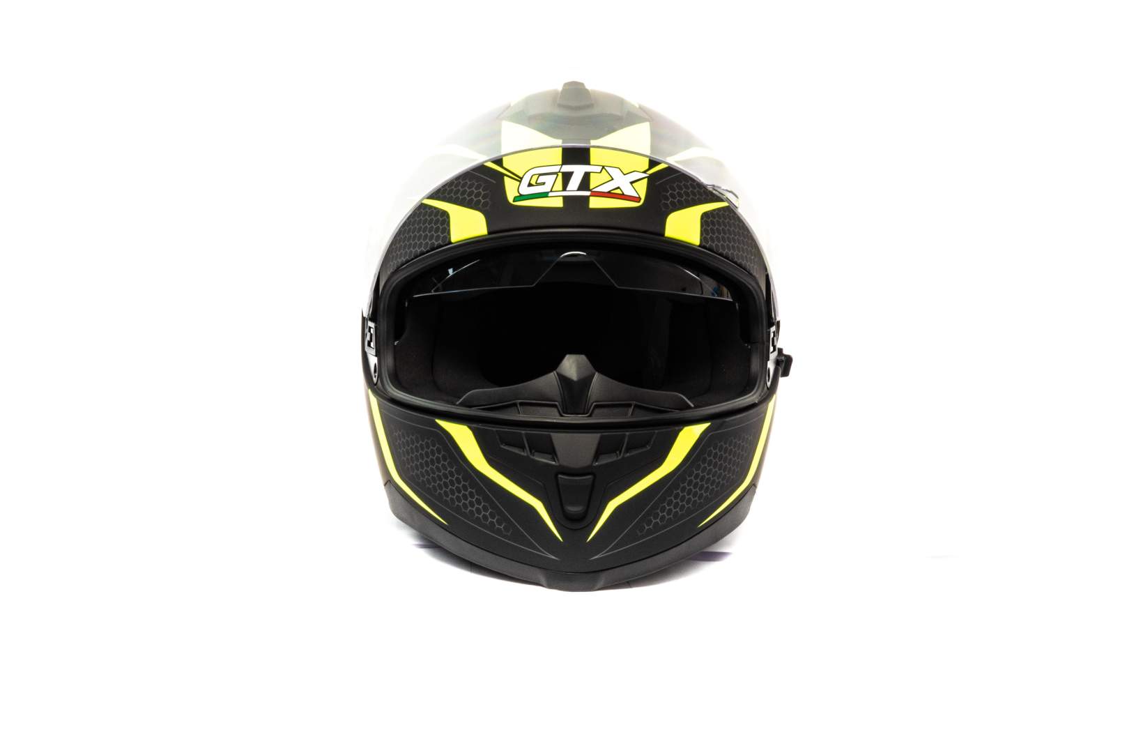 Шлем мото интеграл GTX 5672 №5 (S) BLACK/FLUO YELLOW/GREY